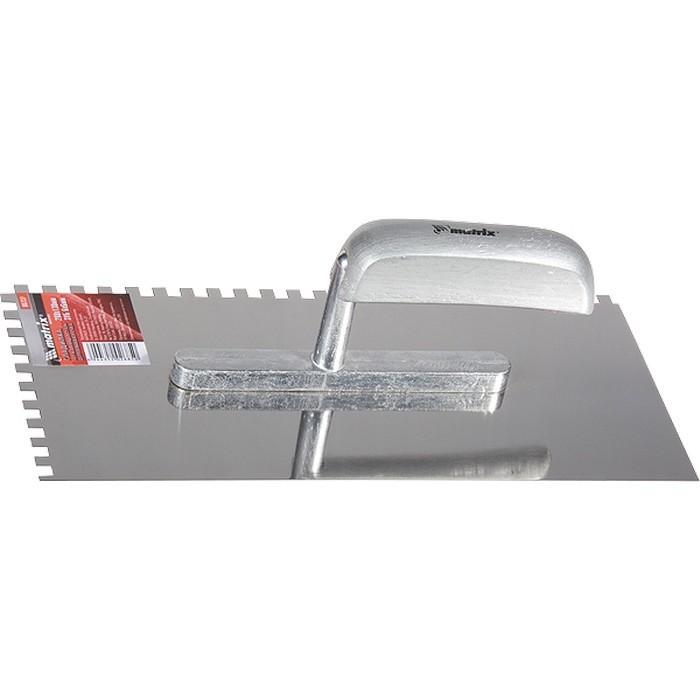 86737 — Гладилка из нержавеющей стали, 280 х 130 мм, деревянная ручка, зуб 6 х 6 мм MATRIX