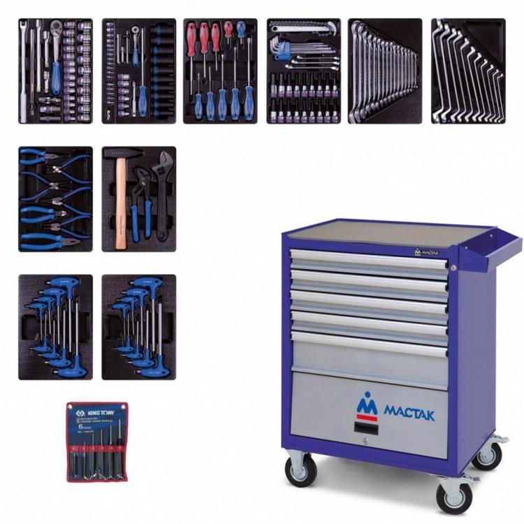 932000AMB — KING TONY набор инструментов в синей тележке, 173 предмета KINGTONY