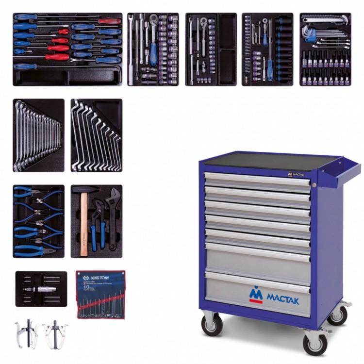 934100AMB — KING TONY набор инструментов в синей тележке, 204 предмета KINGTONY