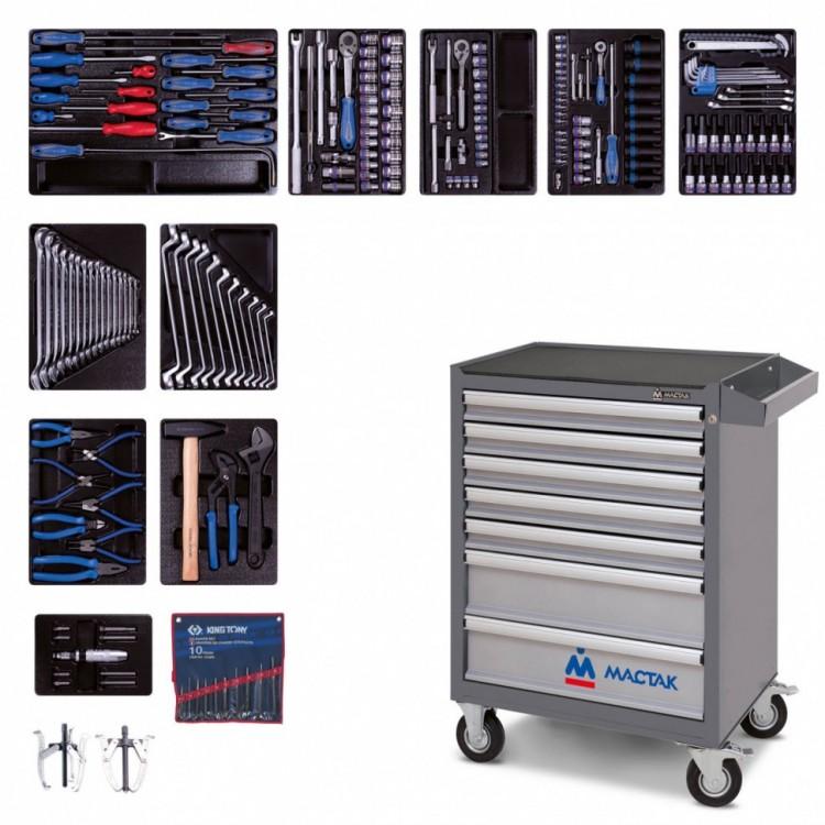 934100AMG — KING TONY набор инструментов в серой тележке, 204 предмета KINGTONY