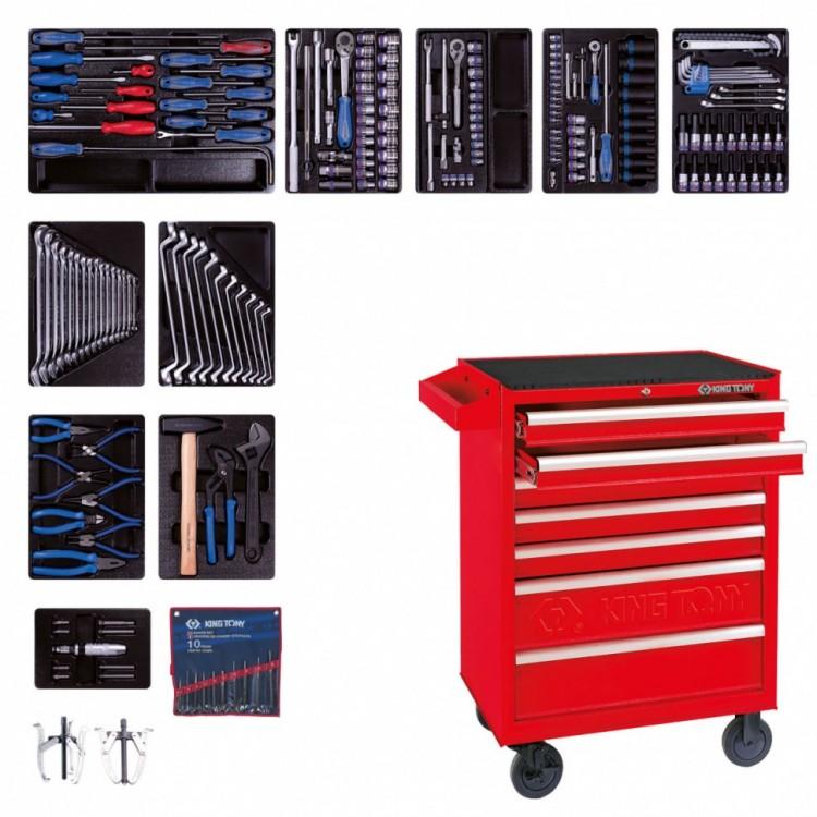 934100MR — KING TONY набор инструментов в красной тележке, 204 предмета KINGTONY