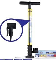 239500 — Насос ручной с манометром и мультиклапаном авто/вело, желтый ALCA ALCA