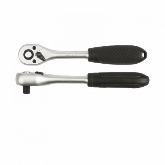 YT0308 — Трещотка с пластмассовой ручкой 72 зуба, 3/8 inch, 185 мм, держатель для подвешивания на крючок YATO