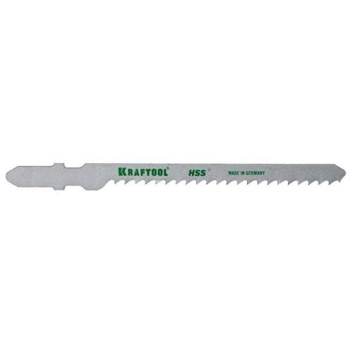 1595583 — Полотна KRAFTOOL  T227D  для эл/лобзика  HSS  по мягкому металлу  фигурный рез  EUхвост.  шаг 3мм  75мм  2шт KRAFTOOL