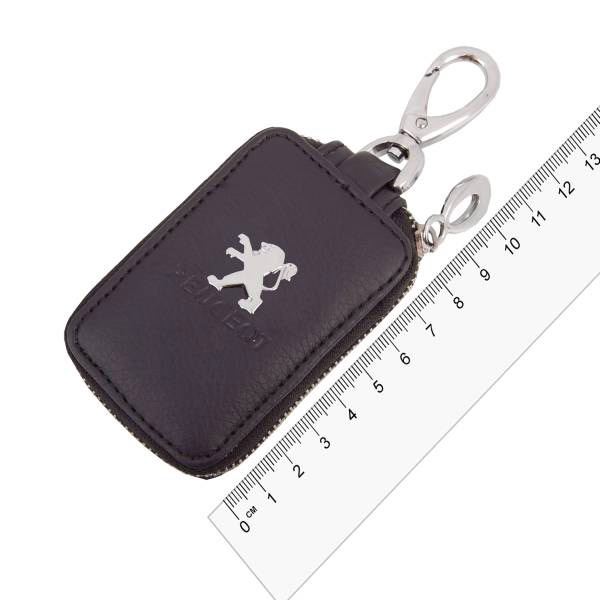 HX613PEUGEOT — Ключница кожаная SW PEUGEOT прямоугольная, черная, с молнией SKYWAY