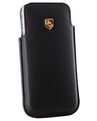 WAP0300170E — Чехол для телефона IPHONE 5, кожа, цвет черный, нитка красная PORSCHE