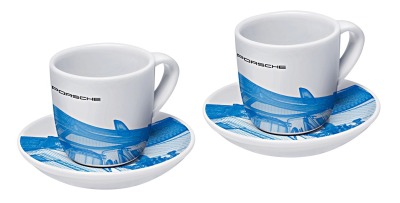 WAP0506010LTYC — Коллекционный набор из двух чашек для эспрессо, TAYCAN, WHITE/BLUE PORSCHE