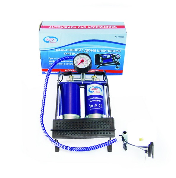 AV030969 — Насос ножной с манометром двойной AUTOVIRAZH