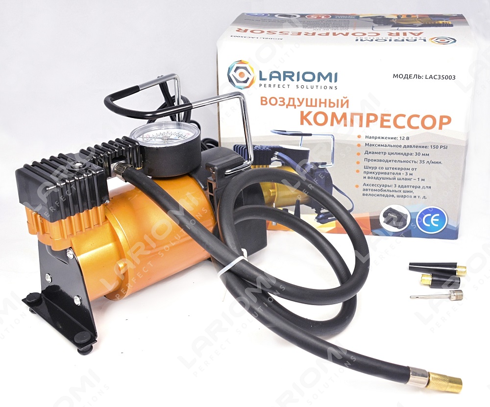 LAC35003 — Компрессор  воздушный автомобильный 12V 150 PSI, 35лмин, 10атм LARIOMI