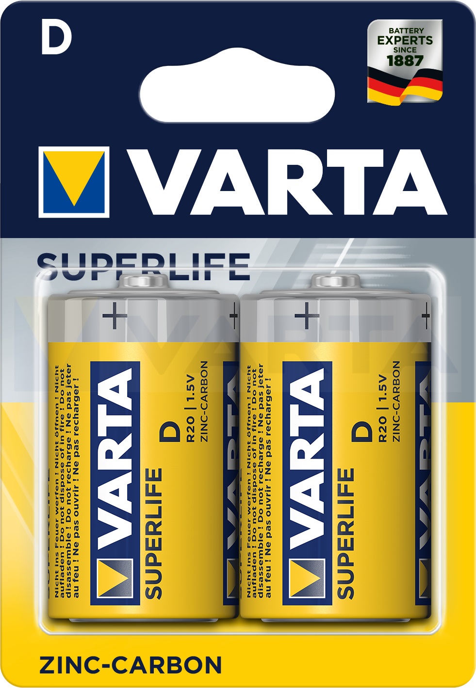 2020101412 — Батарейка2штVARTASUPERLIFEMONO2DR20P VARTA