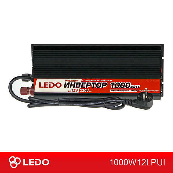 1000W12LPUI — Инвертор с зарядным устройством 12V-220V 1000W LEDO