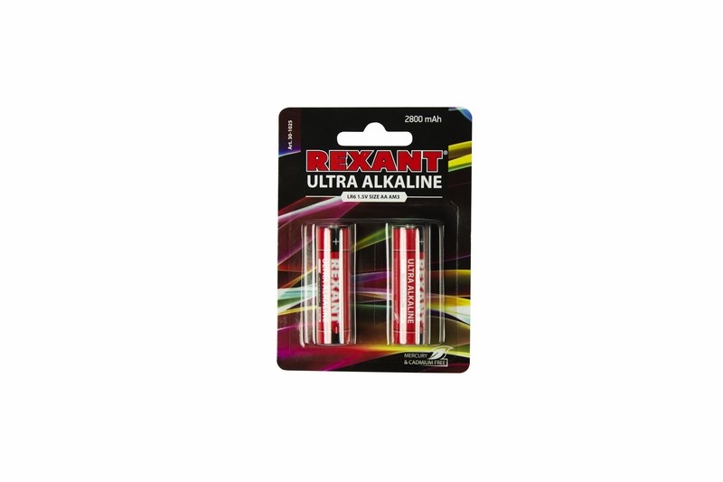 301025 — Батарейка алкалиновая ультра AA/LR6, 1,5В, 2 шт, блистер REXANT REXANT