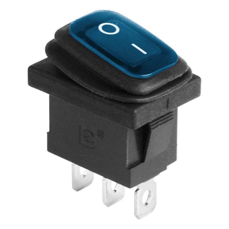 362176 — Выключатель клавишный 250V 6а (3с) ONOFF синий  с подсветкой  MINI влагозащита REXANT