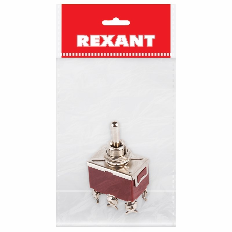 3641721 — Тумблер 250V 15а (6C) (ON)OFF(ON) двухполюсный  (KN223) REXANT инди REXANT