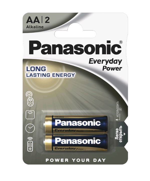 5410853024705 — PANASONIC батарейка щелочная LR6 AA EVERYDAY POWER STANDARD 1.5в бл/2 5410853024 PANASONIC