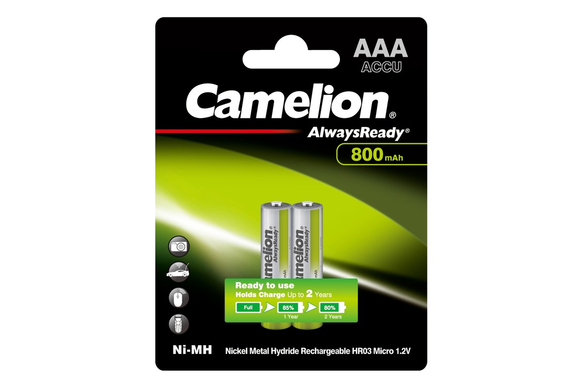 7965 — CAMELION AAA 800MAH NIMH ALWAYS READY BL2 аккумр, 1.2в 7965 CAMELION