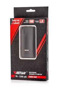 ARTWAYPB5200 — Автозапчасть/портативное зарядное устройство ARTWAY – POWER BANK 5200 MAH ARTWAY