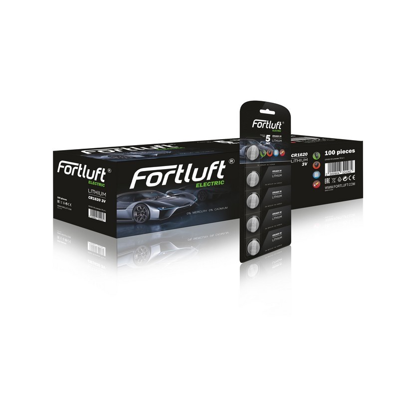 CR1620100 — Батарейка круглая серия LITHIUM 100шт FORTLUFT