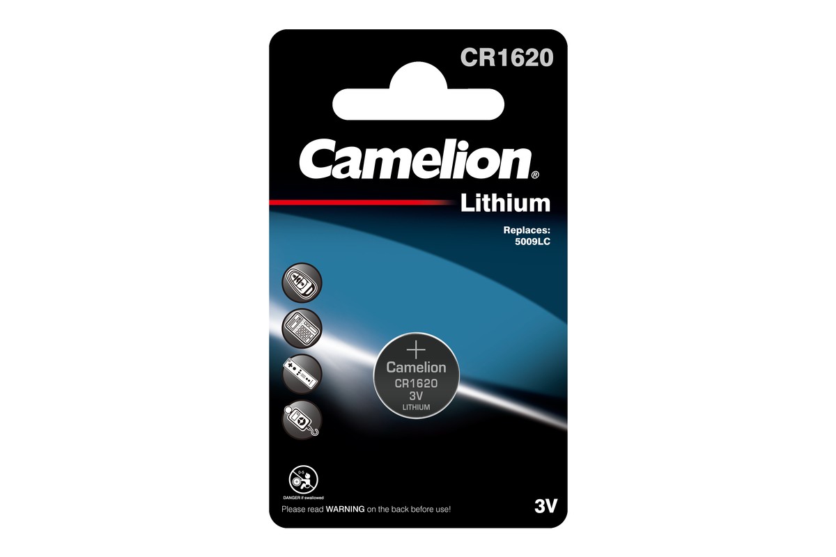 CR1620BP1 — Батарейка литиевая дисковая специальная 3в 1шт CAMELION LITHIUM CR1620 CAMELION