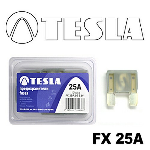 FX25A10 — Предохранитель флажковый MAXI FX 25A серый (уп 10 шт) TESLA