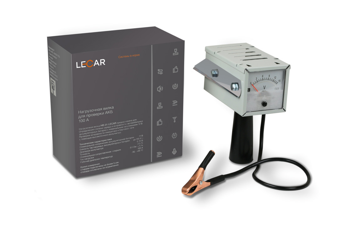 LECAR000012306 — Нагрузочная вилка LECAR НВ-01 для проверки АКБ, 100А LECAR