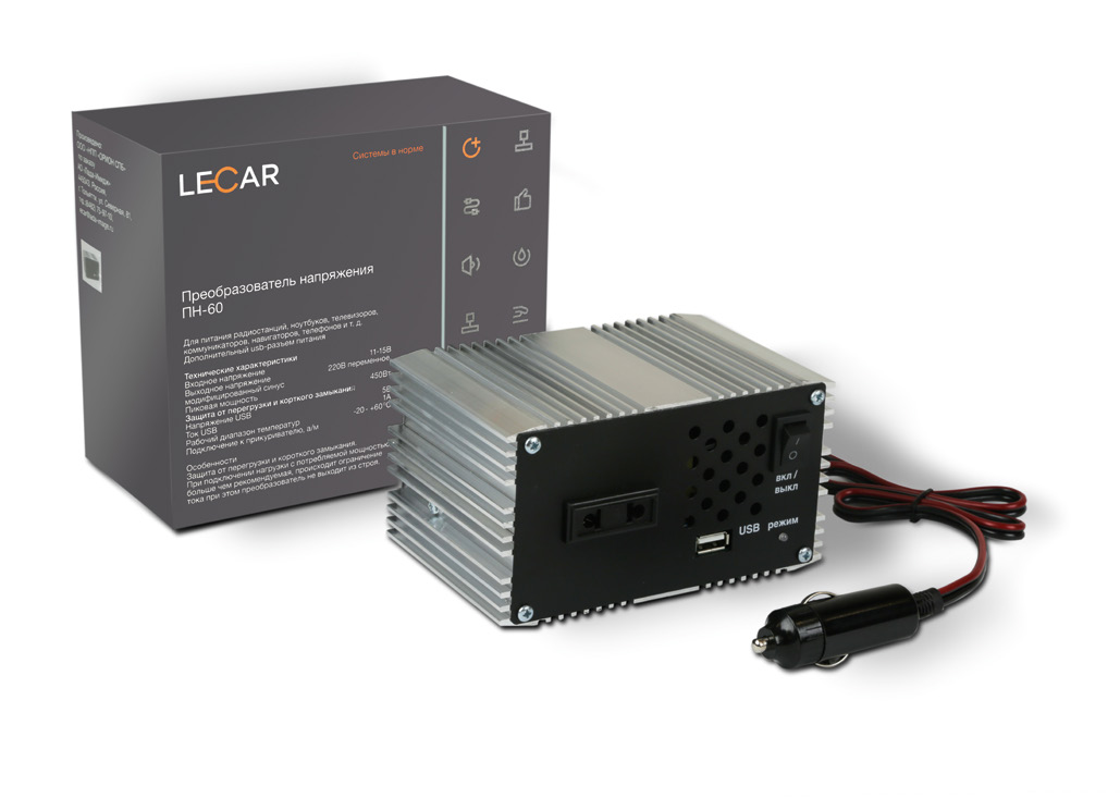 LECAR000012406 — Преобразователь напряжения 12в220в, 150 вт AIRLINE (API15001) LECAR