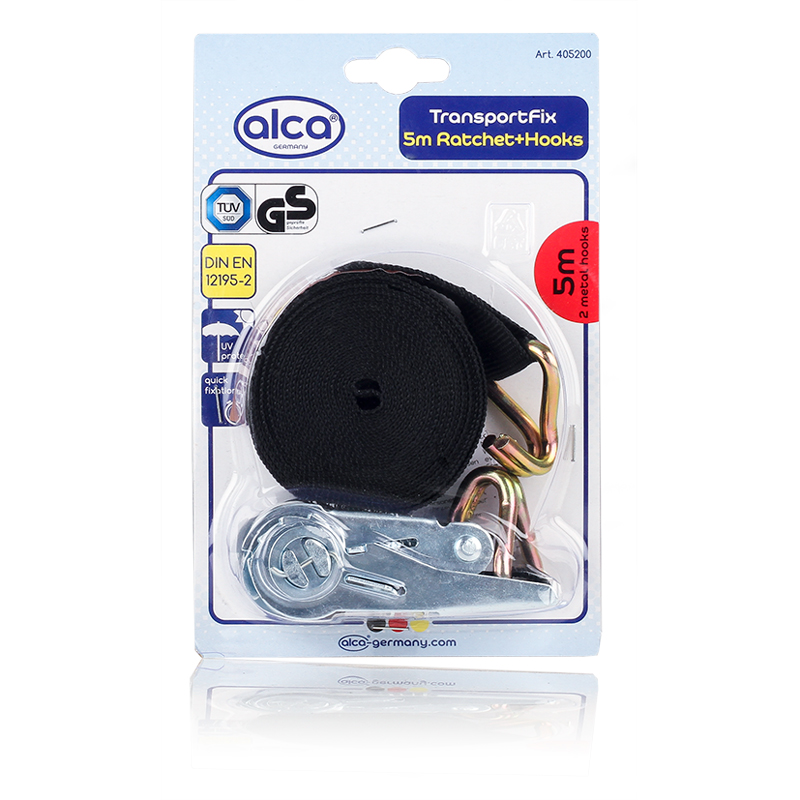 405200 — Стяжка для груза (5м, с замкомтрещоткой и металлич.крючком) ALCA ALCA