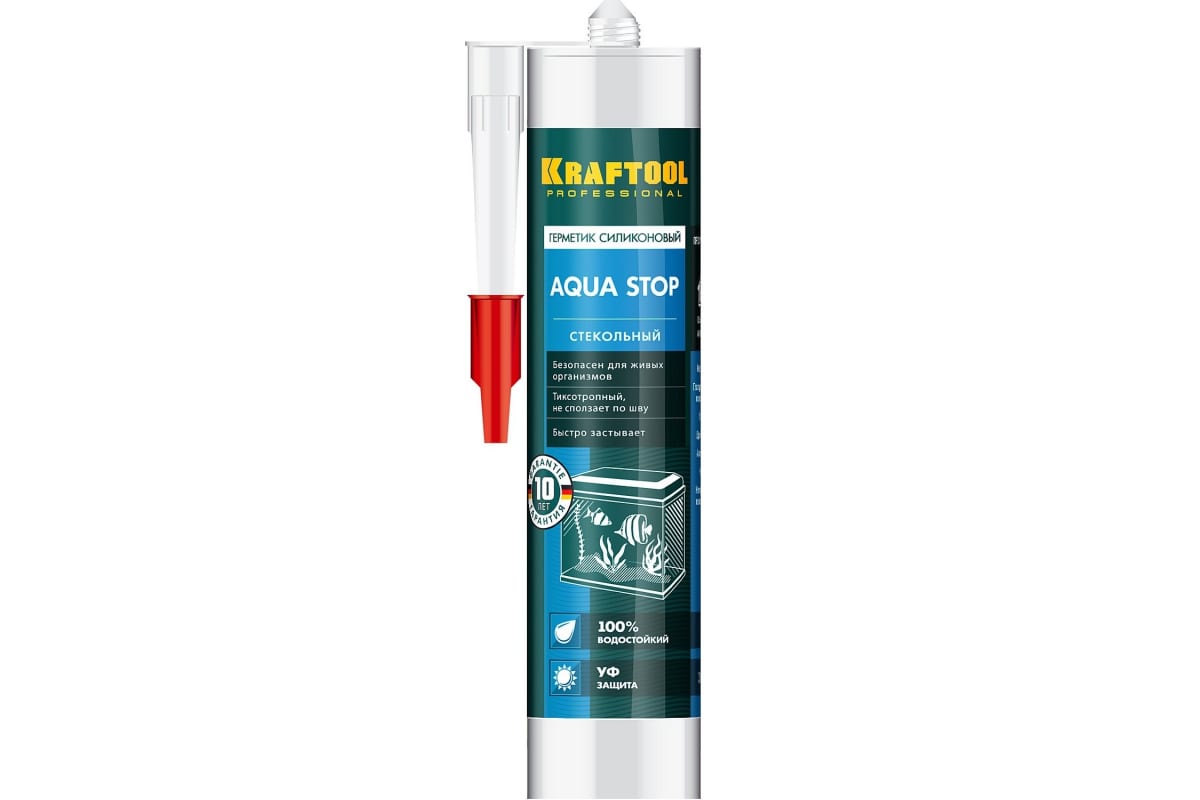 412562 — Герметик KRAFTOOL KRAFTSEAL GX107 AQUA STOP силиконовый стекольный  прозрачный  300мл KRAFTOOL