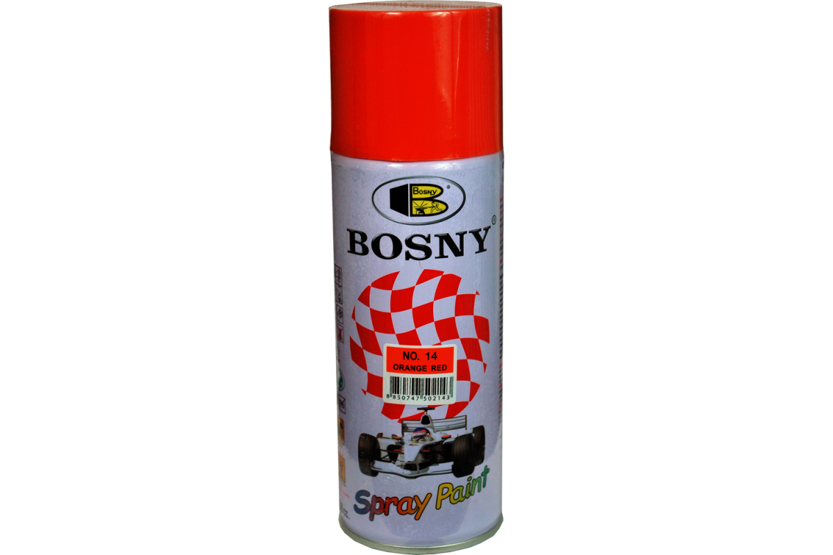 14 — Акриловая краска Bosny аэрозоль, оранжево-красный RAL 2002 14 BOSNY