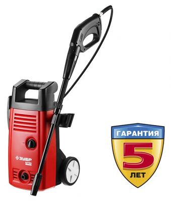 АВД110 — Мойка высокого давления (минимойка) электр, ЗУБР АВД-110,макс. 110Атм,300л/ч,1400Вт,колеса,бачок для средства,АКВА-СТОП,5м шланг,пистолет 375 ЗУБР