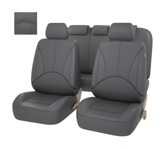 132163 — Авточехлы универсальные экокожа серые комплект IMPERIAL NEXT PSV PSV