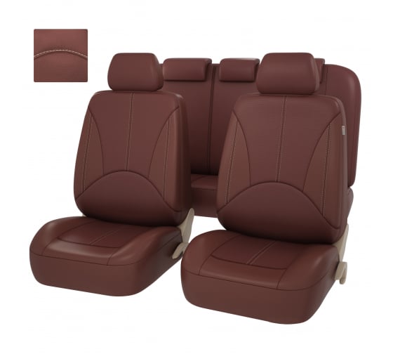 132363 — Чехлы PSV IMPERIAL NEXT (винный/отстрочка бежевая),  экокожа PSV