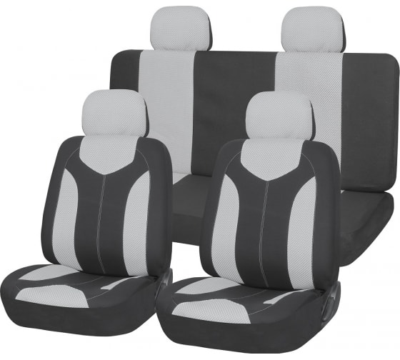 47405 — Чехлы сидений универсальные NOVA BRIGHTFUSION черные  с серыми вставками из сетчатого мат NOVA BRIGHT