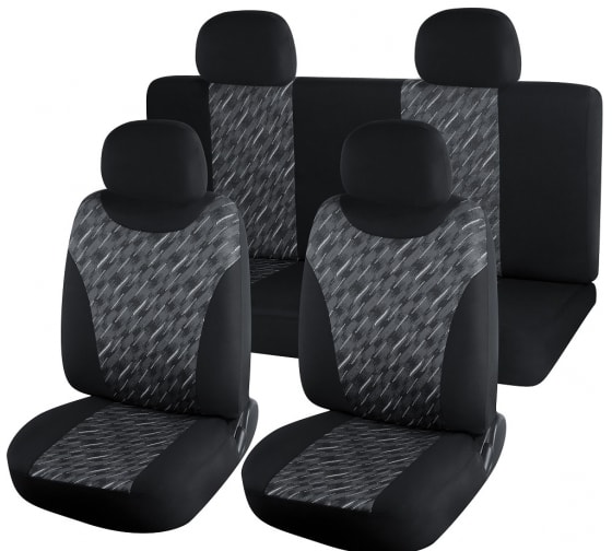 47407 — Авточехлы универсальные жаккард черные (11 предм.) NOVA BRIGHT NOVA BRIGHT