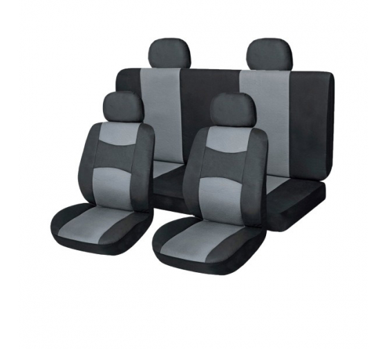 S01301013 — Чехлы сиденья кожа иск. 11предм.   SKYWAY DRIVE SW101046 черно/серый SKYWAY