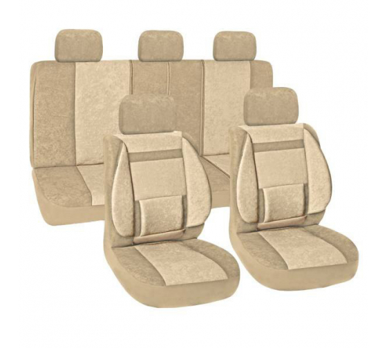 S01301076 — Чехлы автомобильные универсальные вельвет бежевый SKYWAY PROTECT 2 (11 шт.) SKYWAY