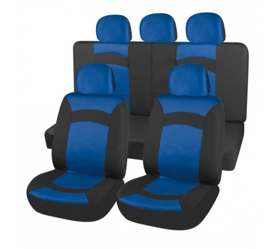 S01301119 — Чехлы сиденья полиэстер 9 предм.  SKYWAY SMART черно/синий SKYWAY