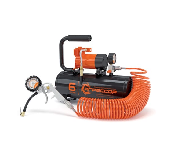 AGR6LT — Компрессор  агрессор,  металлический,  ресивер  6л.,  12V,  180W,  шланг  10м.,  пистоле A-GRESSOR