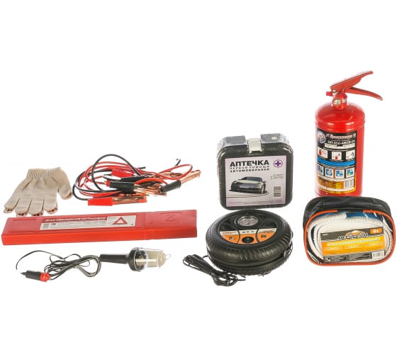 H2 — Набор автомобилиста (огнетушитель,аптечка,знак,трос 6т,провода,компрес АВТОСТОП