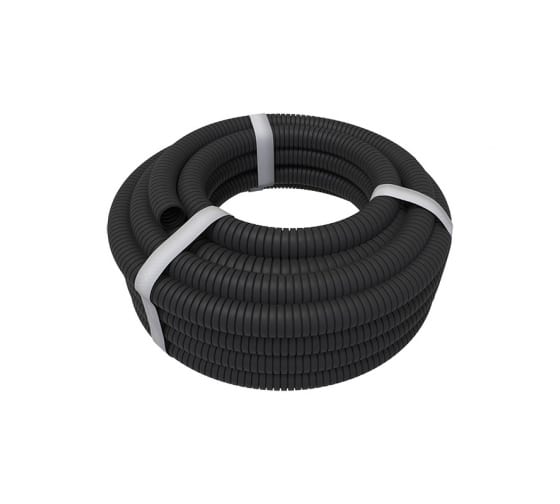 28002525 — Труба гофрированная из ПНД безгалогенная HF, с зондом, o25мм, черная (бухта 25 м/уп) REXANT REXANT