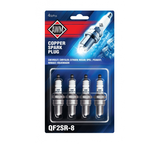 410090029 — Свечи зажигания QF2SR-8 AWM (комплект 4шт.), блистер.упаковка AWM