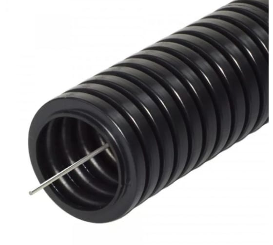 71750 — Труба гофрированная пнд 50мм с протяжкой легкая черная 15м DKC