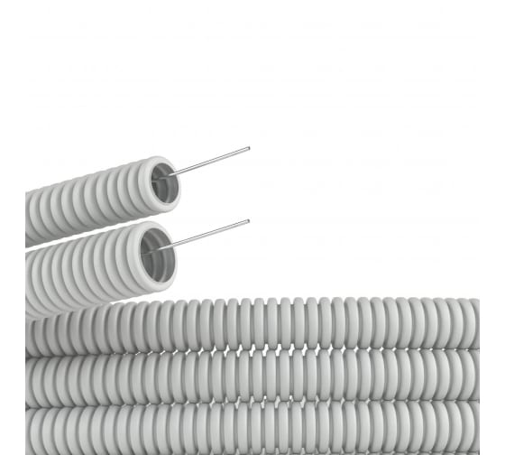 9191650 — Труба пвх гибкая гофр дёгкая с протяжкой цвет серый DKC