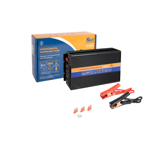 835668 — KRAFT инвертор автомобильный 12/220V 2000W KT 835668 KRAFT
