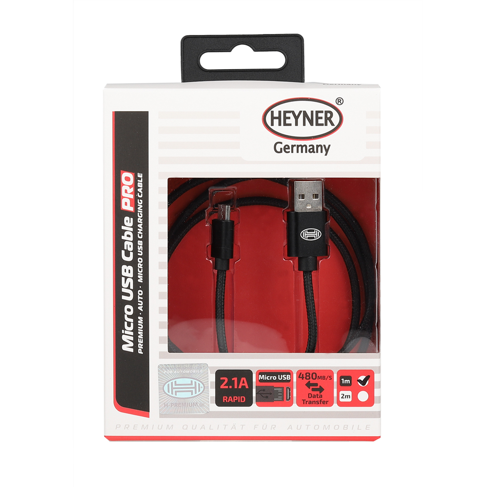 511530 — З/у от прикуривателя MICROUSB  HEYNER 1 метр черное HEYNER