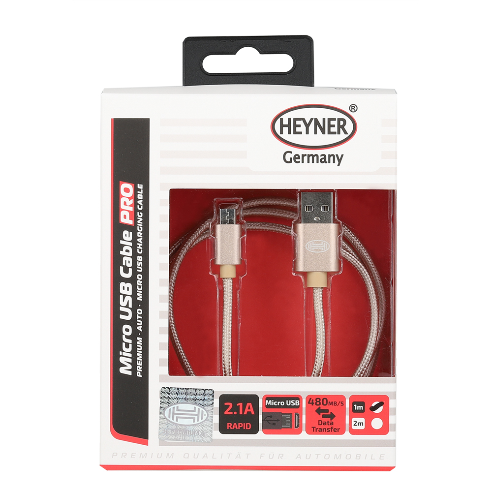 511550 — З/у от прикуривателя MICROUSB  HEYNER 1 метр золото HEYNER
