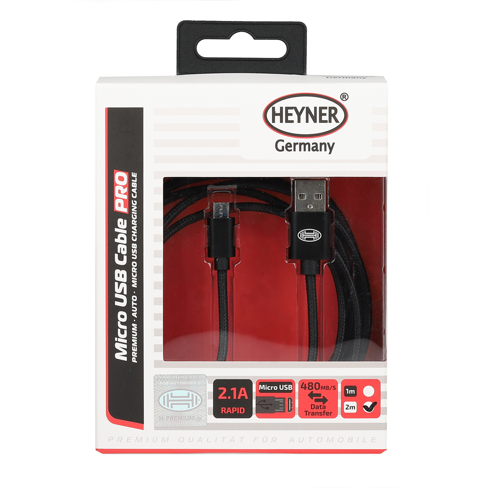 511560 — З/у от прикуривателя MICROUSB  HEYNER 2 метра черное HEYNER