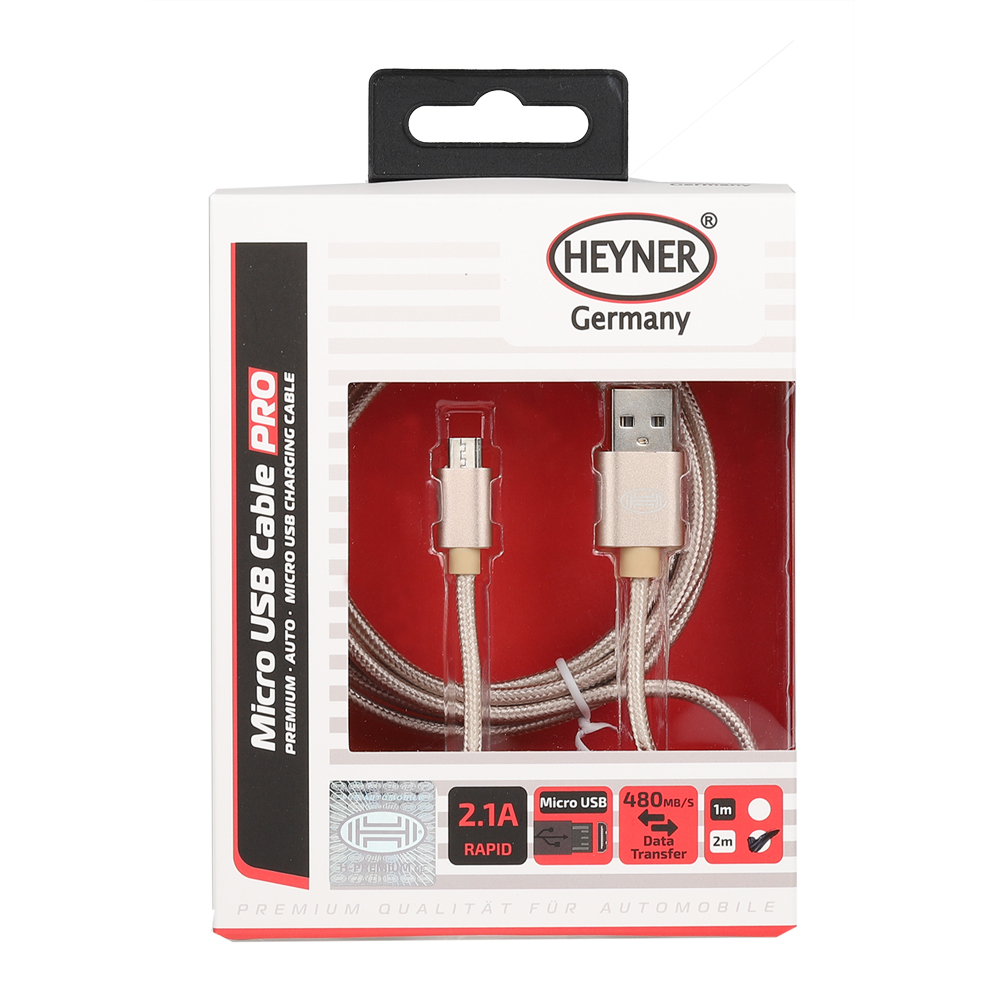 511580 — З/у от прикуривателя MICROUSB  HEYNER 2 метро золото HEYNER