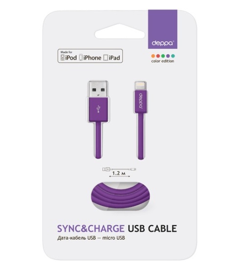 72128 — Датакабель USB8PIN для APPLE, MFI, 1.2м, белый, DEPPA DEPPA