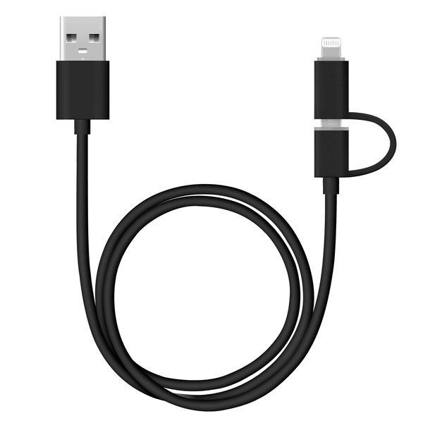 72204 — ДАТА-КАБЕЛЬ USB 2 В 1: 8-PIN ДЛЯ APPLE, MICRO USB, 1.2М, ЧЕРНЫЙ, DEPPA DEPPA 72204 DEPPA